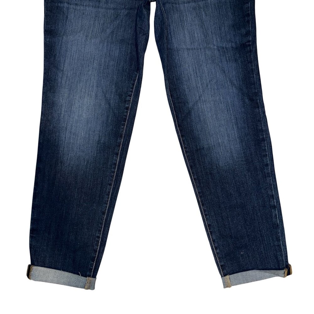 NWT Maurices Womens Boyfriend Button Fly Jeans 14 28 Cuffed Stretch Dark Wash - Picture 4 of 8